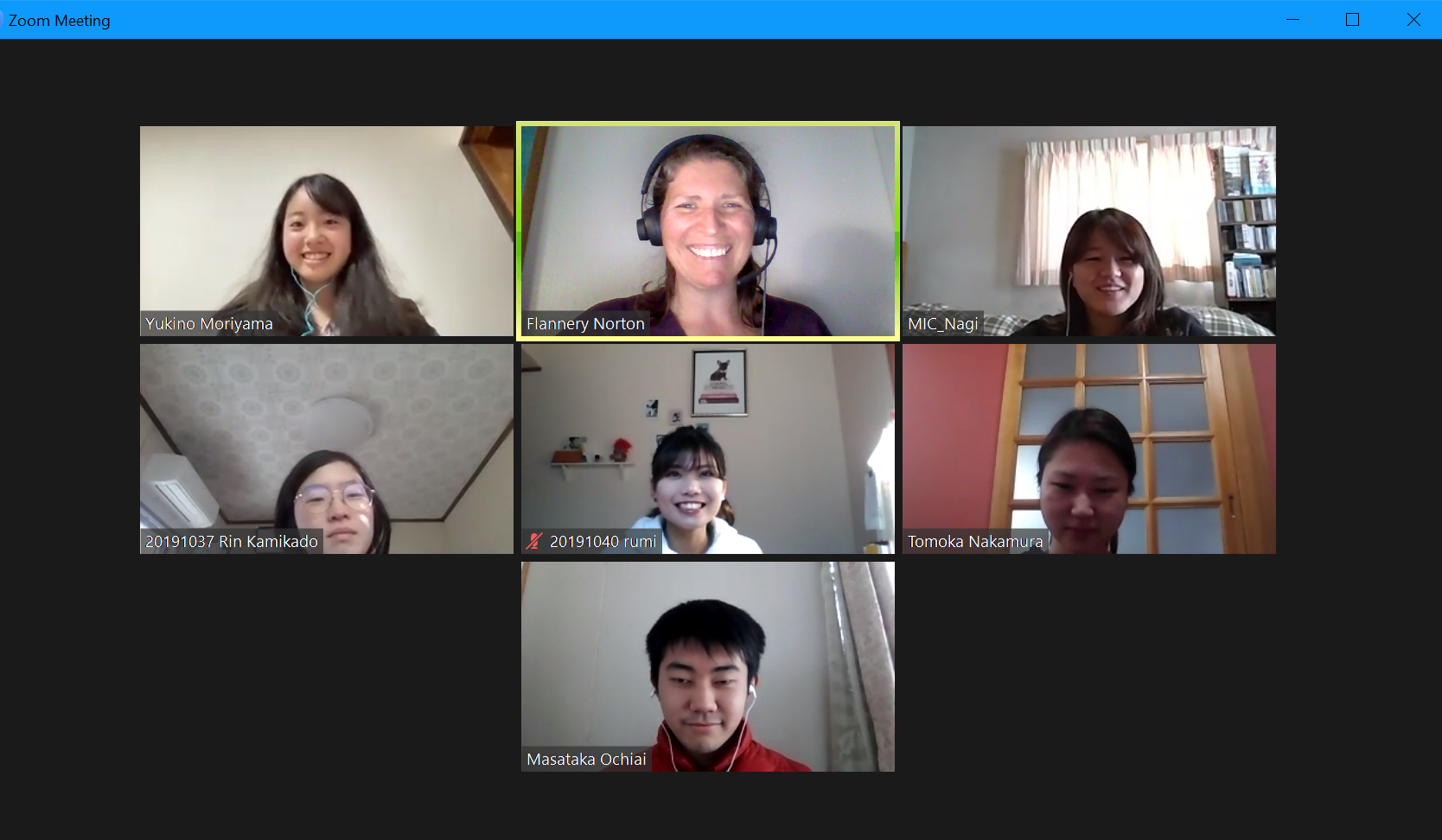 International coordinator and students in a Zoom session